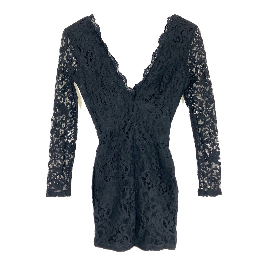 TOBI Lace Long Sleeve Mini Dress Deep V Sz Small - Picture 1 of 6